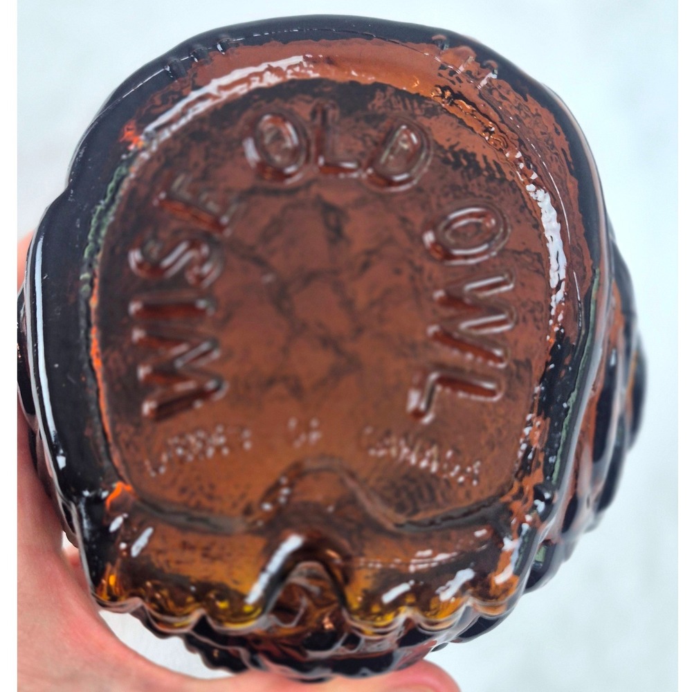 Vintage Wise Old Owl Amber Glass Bank Made in Canada Collectible Figurine - Picture 8 of 11